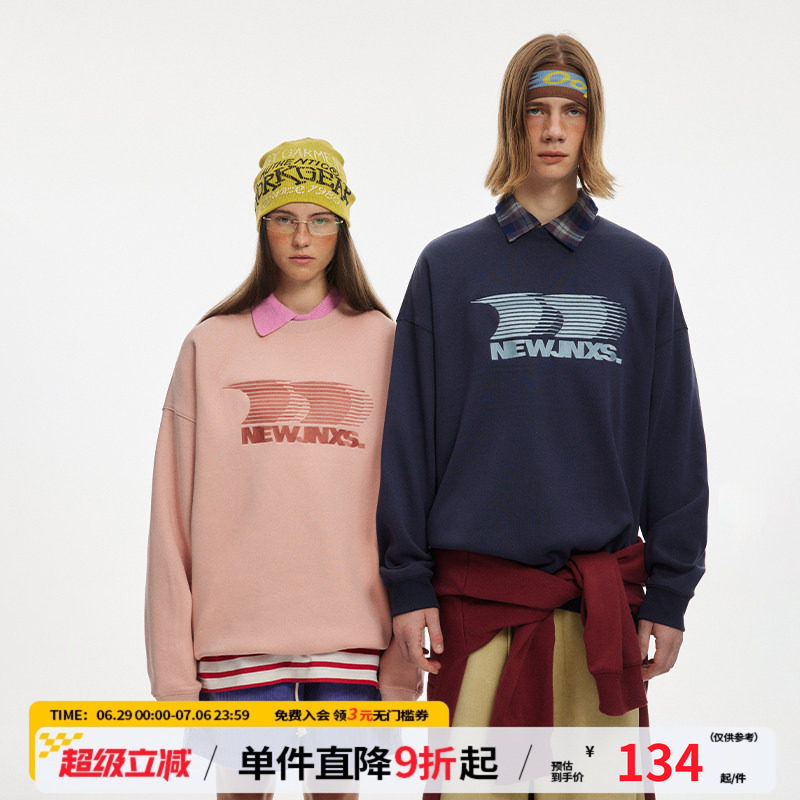 江南先生NewJNXS美式复古圆领刺绣长袖卫衣男女春潮宽松重磅外套 - 实物图