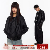 江南先生NewJNXS美式 复古分割结构PU皮衣夹克春秋男女休闲潮外套