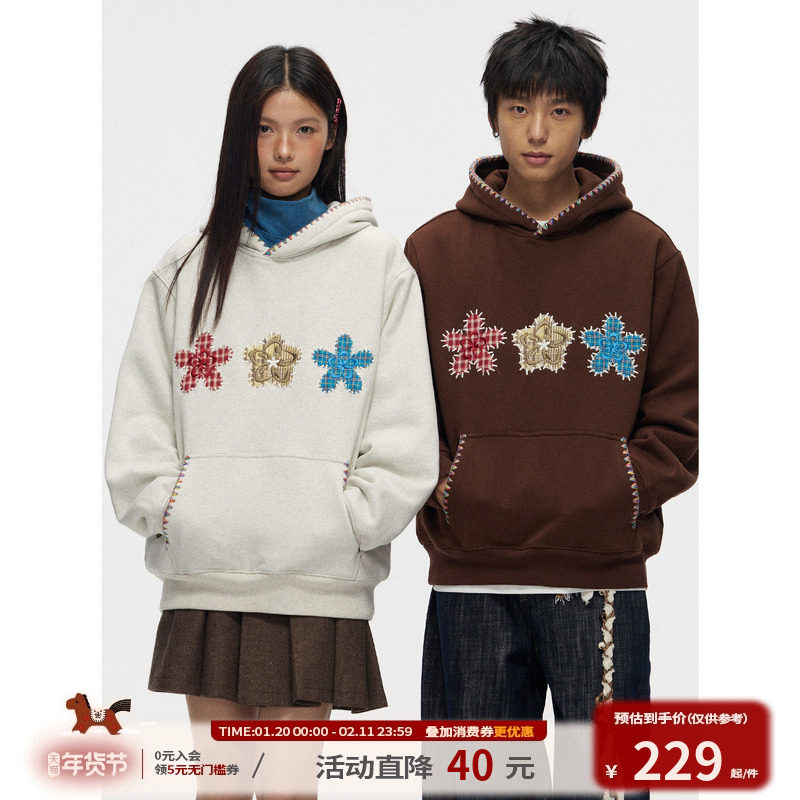 江南先生NewJNXS情侣连帽卫衣男女新款秋季贴布绣花加绒加厚上衣,男装,卫衣,淘宝优惠券,粉丝福利购,淘宝优惠卷