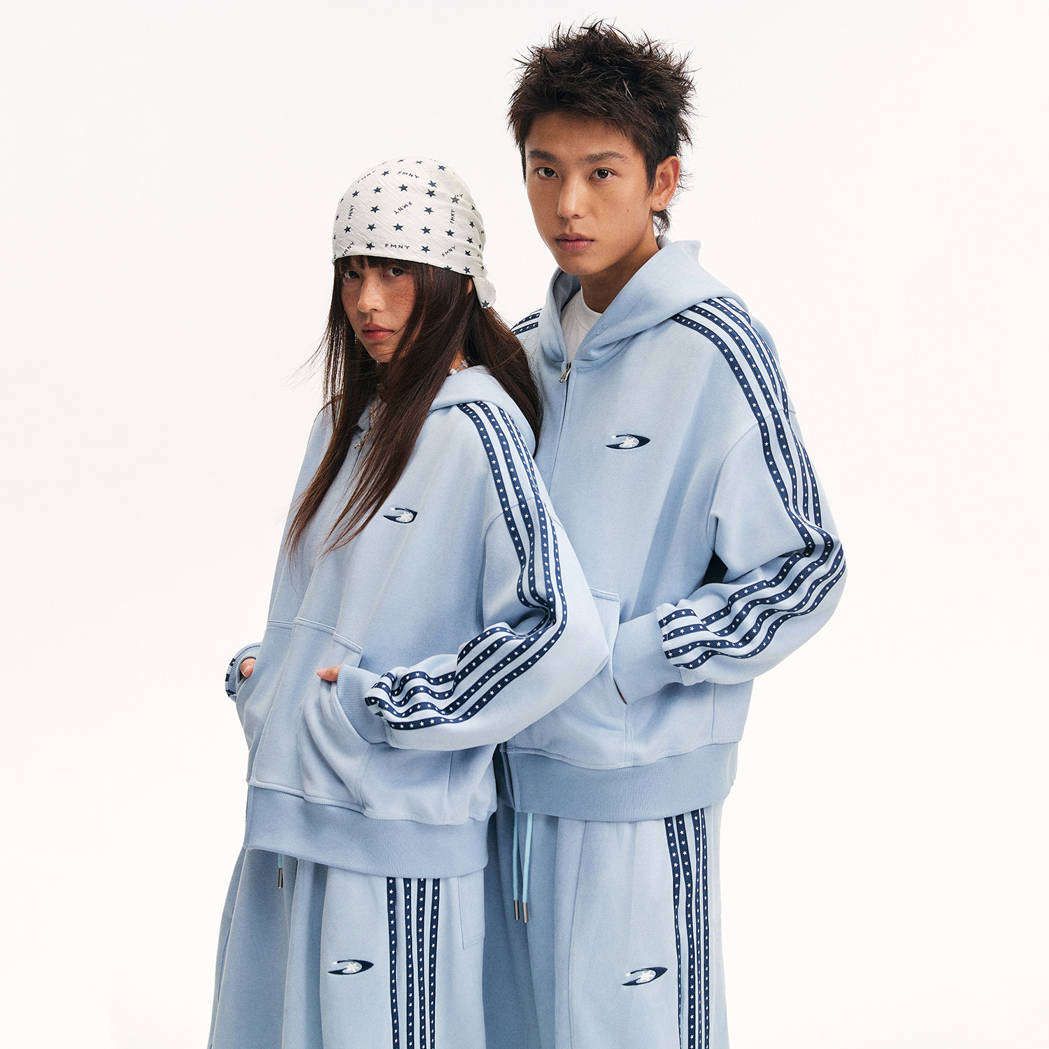 江南先生NewJNXS仿麂皮星星织带时尚宽松开衫卫衣秋休闲情侣外套图片