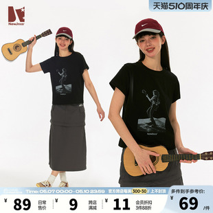 辣妹风短款 JNXS江南先生美式 T恤女款 潮牌tee 重磅摇滚乐队短袖 夏季