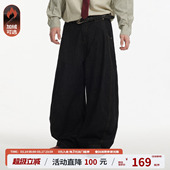 男女春秋潮牌阔腿长裤 江南先生NewJNXS美式 复古弯刀分割黑牛仔裤