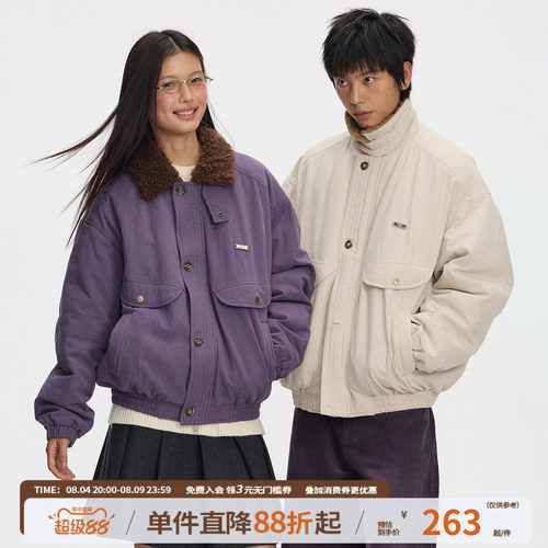 江南先生NewJNXS复古毛领bomber夹克休闲工装棉服做旧洗水外套冬