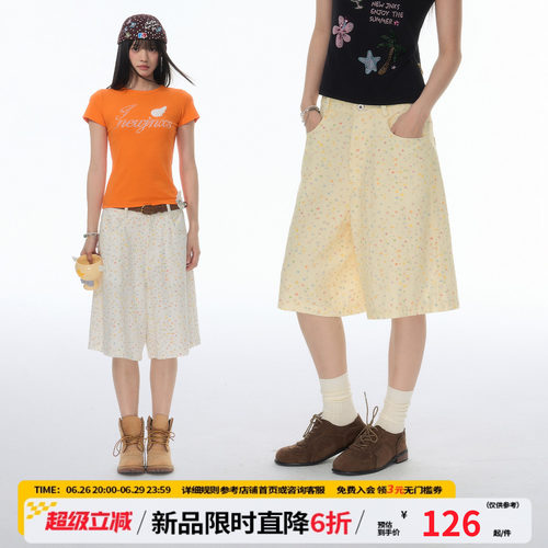 江南先生NewJNXS星星满印直筒休闲短裤男女设计感宽松阔腿五分裤