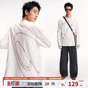 江南先生NewJNXS亲肤透气100%竹节棉撞色哈苏缝线长袖 T恤春打底衫