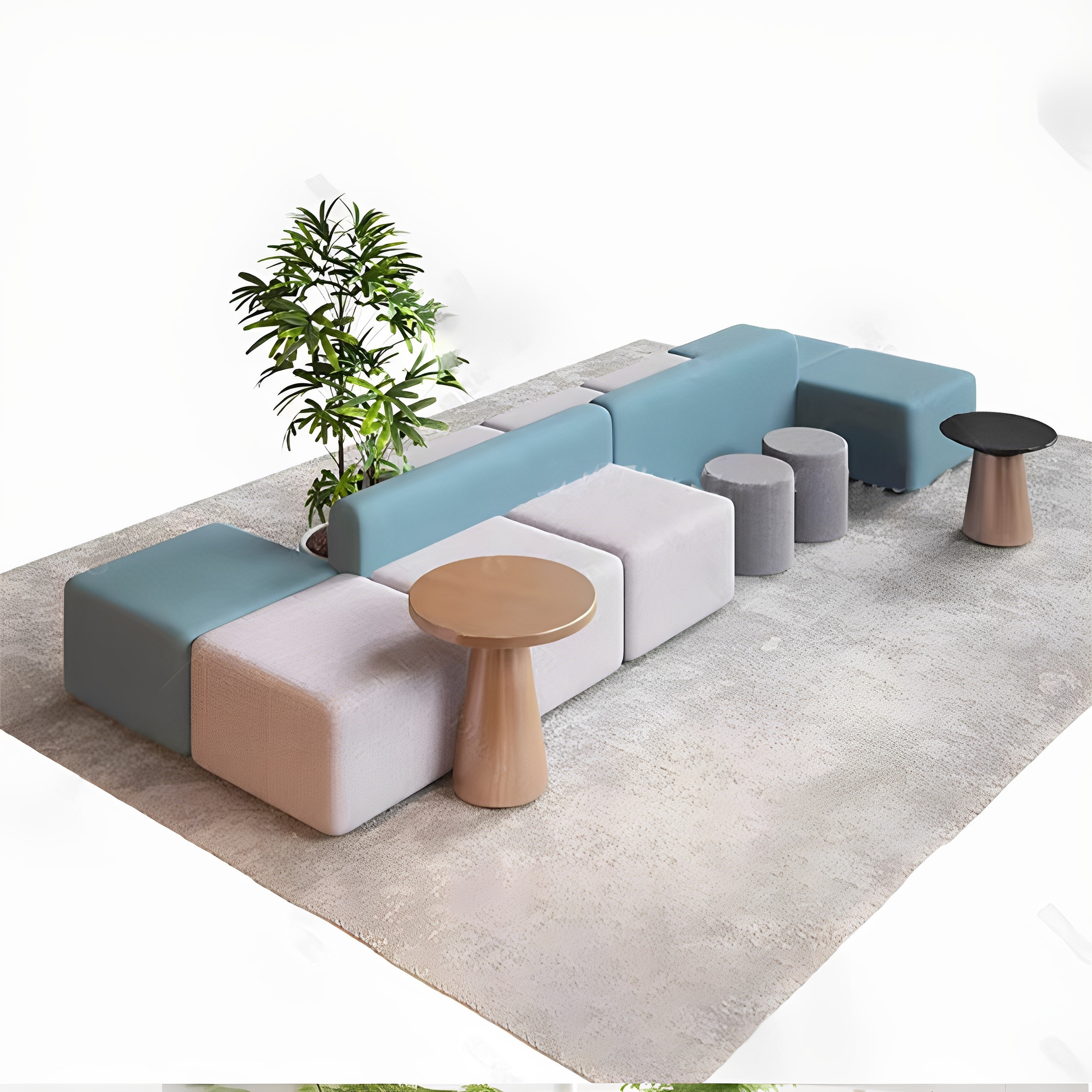 休息区接待创意方块沙发组合
