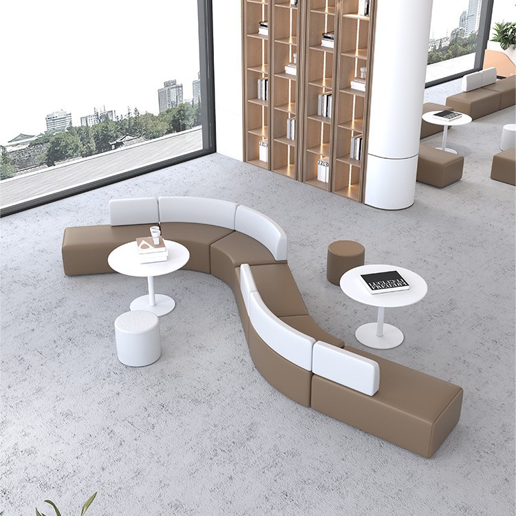 银行接待区弧形沙发洽谈区