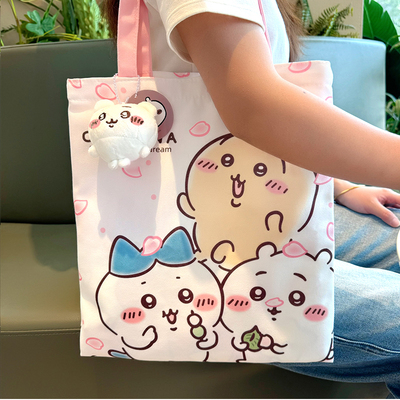 可爱卡通帆布袋单肩包手提包拉链