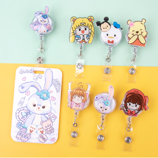 易拉扣胸牌夹卡套夹护士医生可伸缩拉伸工牌厂牌工作证夹子可爱萌