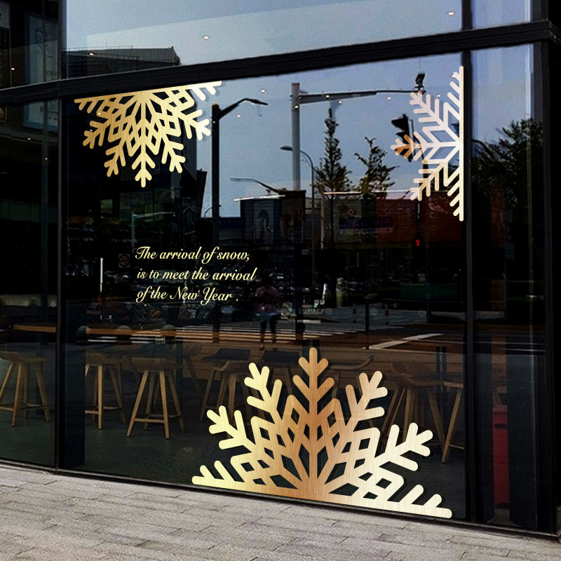 圣诞玻璃门贴纸新年商场主题装饰橱窗大雪花贴墙贴2022窗贴窗花