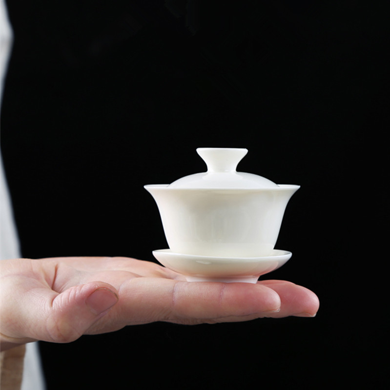 盖碗玉瓷茶备大小号三才碗泡茶碗