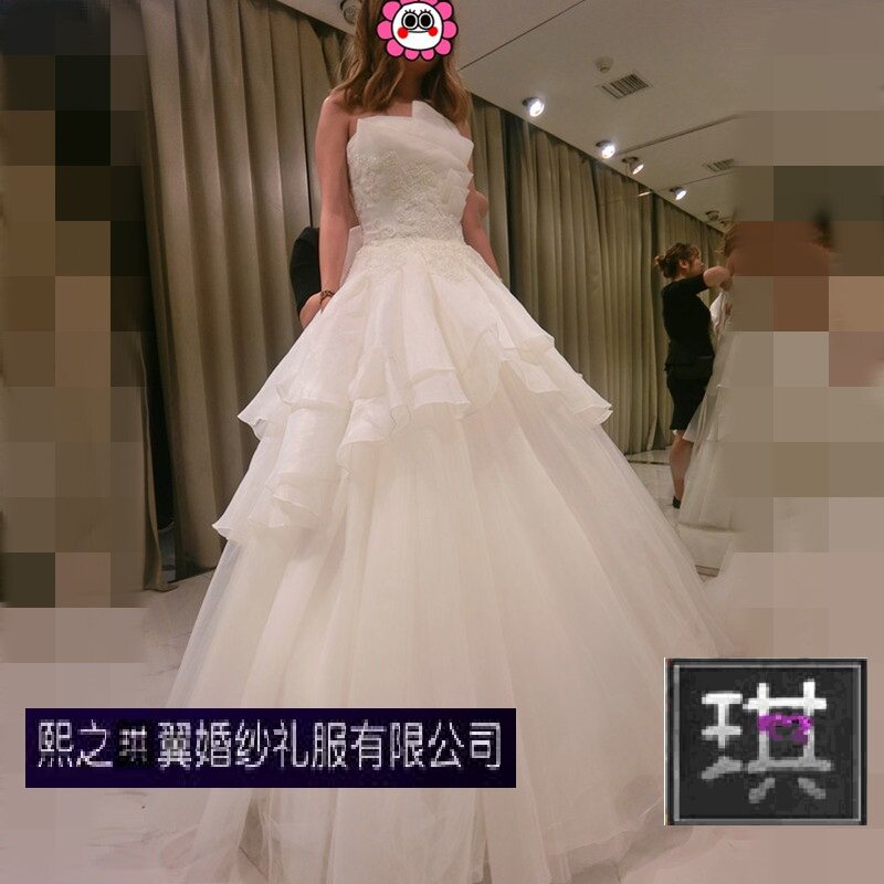定制vera wang立领高腰欧美时尚公主蓬蓬出门迎宾荷叶边显瘦婚纱