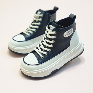 欧洲站厚底松糕鞋 头层牛皮高帮鞋 百搭轻便运动休闲鞋 新款 女 女秋季