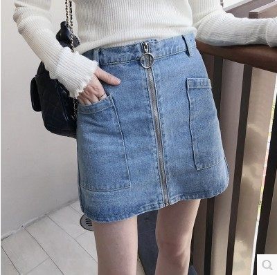 春季女装新款韩版修身拉链圆环短款牛仔短裙百搭包臀裙A字半身裙在类目 女装/女士精品, 半身裙中 - 来自Buy2taobao.com提供专业的淘宝代购服务