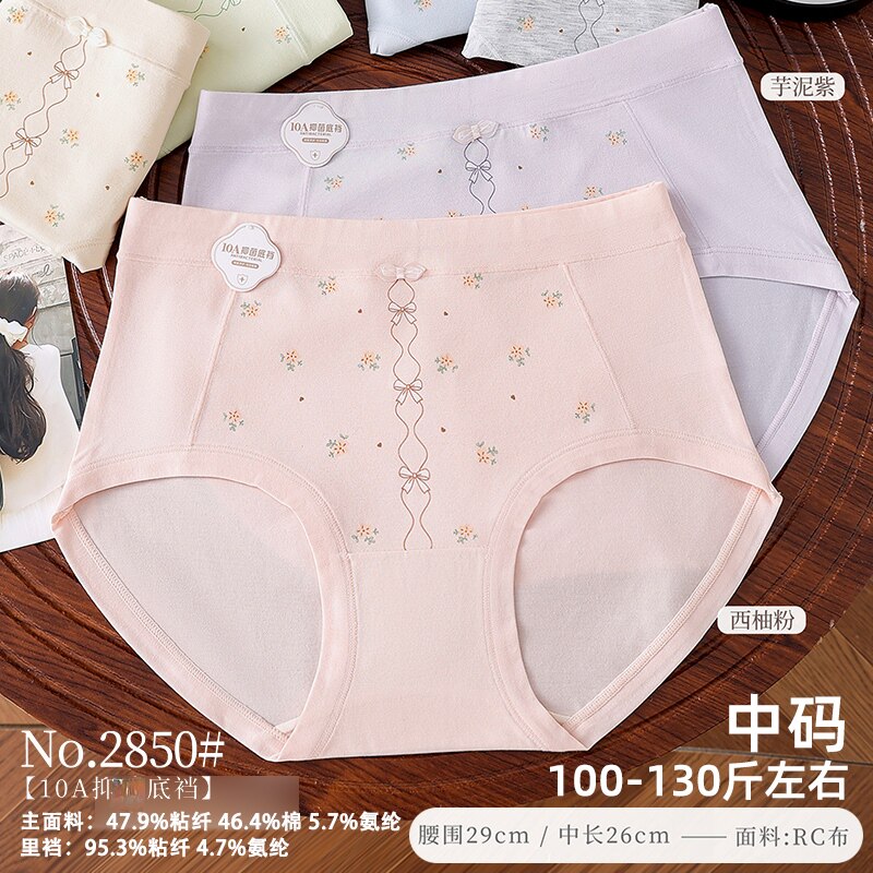 五条装丽文琪100-130斤中码RC棉莫时尚舒适透气女三角裤中腰2850
