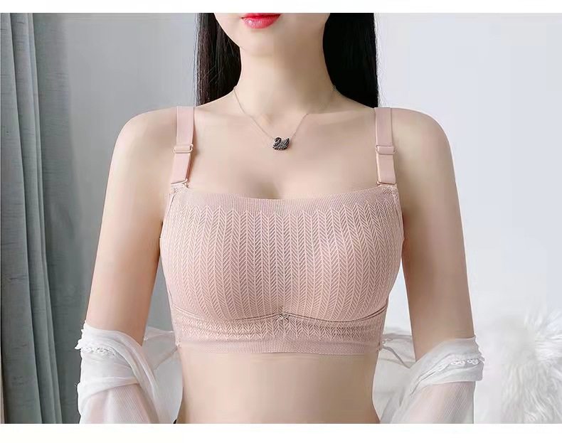 罗凯莎小胸聚拢防走光舒适轻氧乳棉抹胸无钢圈中薄四排扣文胸856