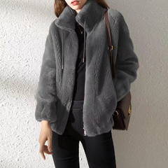 品牌折扣外贸清仓特大码300斤冬保暖加厚立领拉链卫衣女加绒外套2