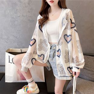 中長款 夏季 韓版 新款 冰絲外套扎染上衣流行寬松連帽防風(fēng)防曬衣女潮