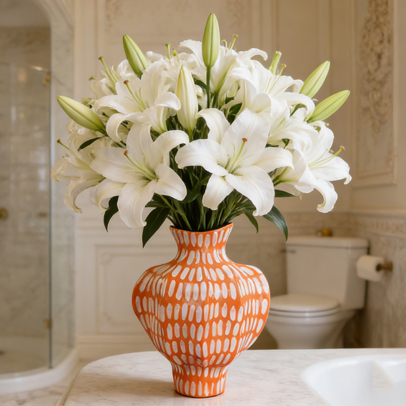 景德镇橙波点中式陶瓷餐桌水培干花大花瓶摆件客厅插花轻奢高级感,家居饰品,花瓶,淘宝优惠券,粉丝福利购,淘宝优惠卷