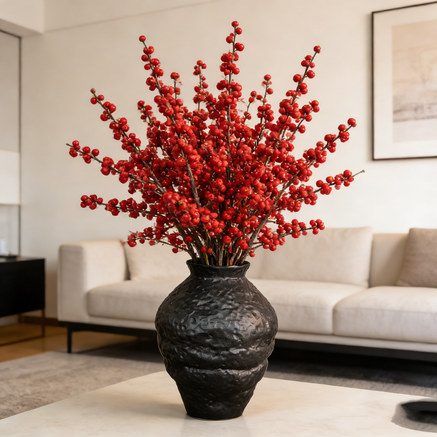 景德镇复古中式黑色锤纹陶瓷餐桌水培花瓶摆件客厅插花轻奢高级感,家居饰品,花瓶,淘宝优惠券,粉丝福利购,淘宝优惠卷