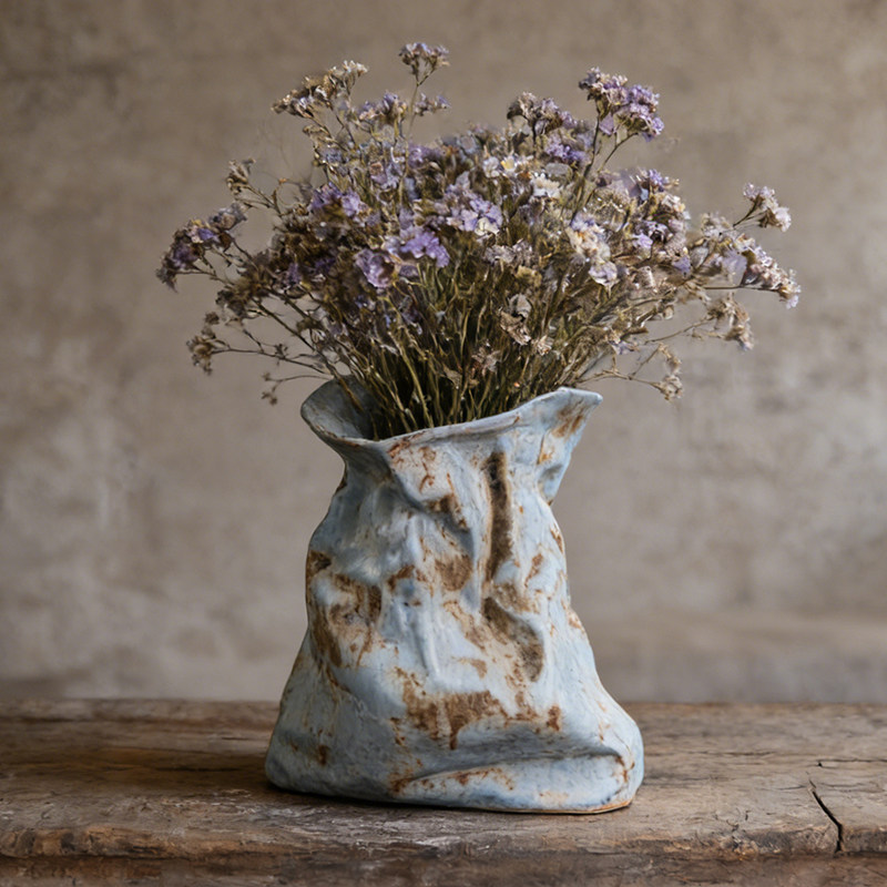 景德镇复古侘寂风陶瓷餐桌干花水培花瓶摆件客厅插花轻奢高级感,家居饰品,花瓶,淘宝优惠券,粉丝福利购,淘宝优惠卷