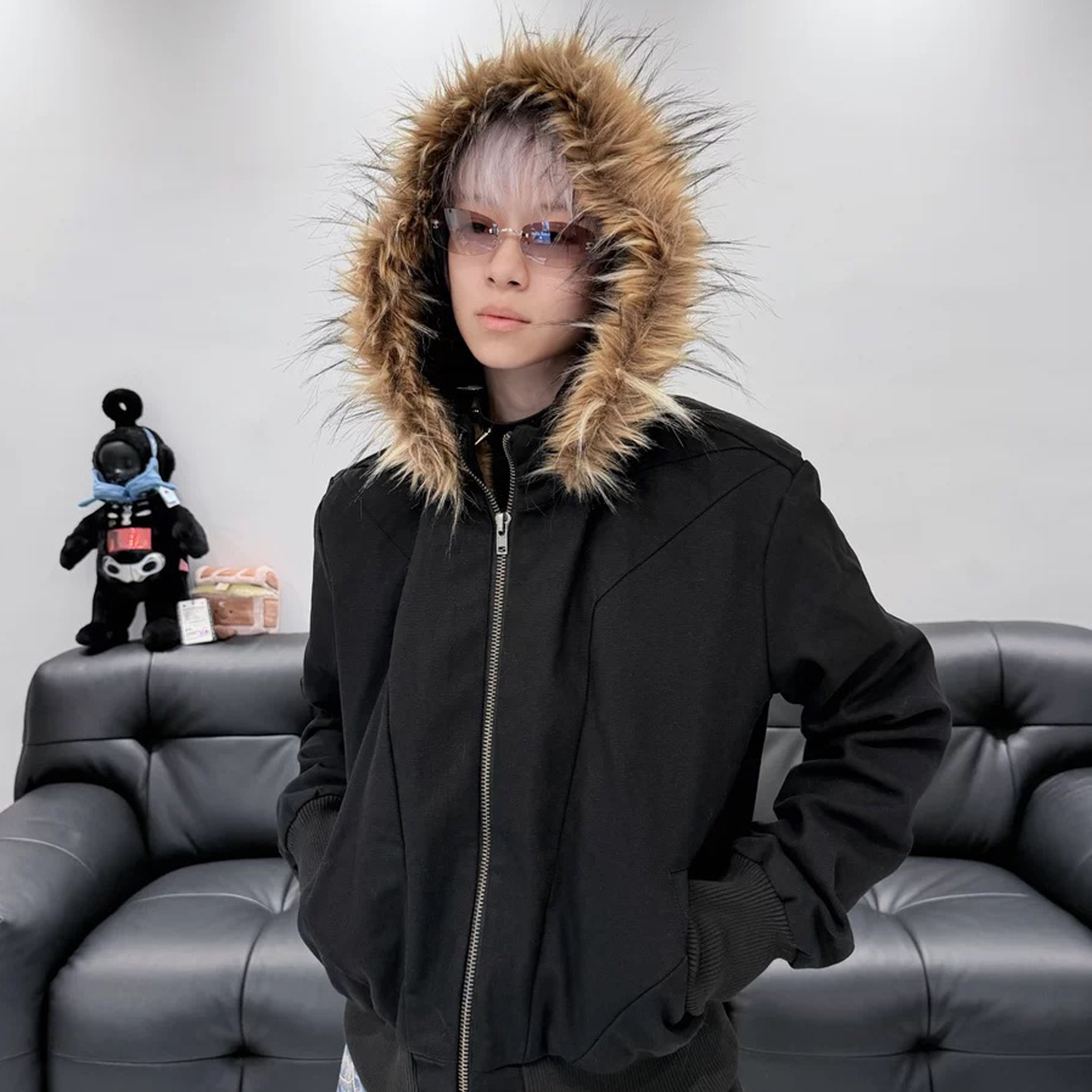 GENTNOBKIN座山雕加绒加厚外套珠帆布重磅冬季保暖可拆卸帽子棉服