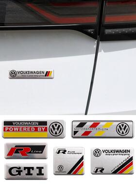 大众迈腾CC速腾POLO途观探歌金属车贴叶子板侧标rline车身贴车标