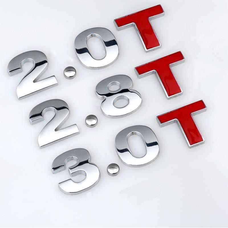 汽车排量标1.4T1.8T2.0T3.0T2.0L2.4L3.0L金属改装排量车贴车尾标