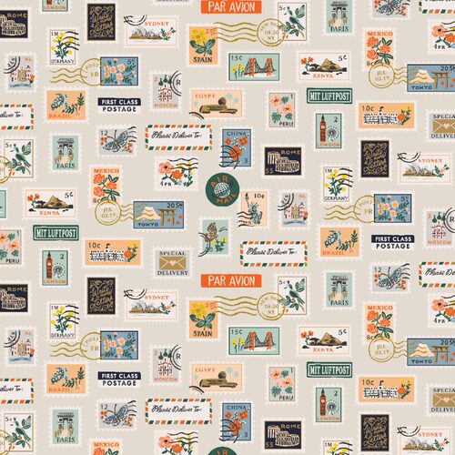 美国进口Rifle Paper Co. Postage Stamps邮票 全棉布料 两份起拍