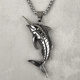 复古钛钢吊坠男士 潮流嘻哈摇百搭配饰品 立体金枪鱼项链海洋个性
