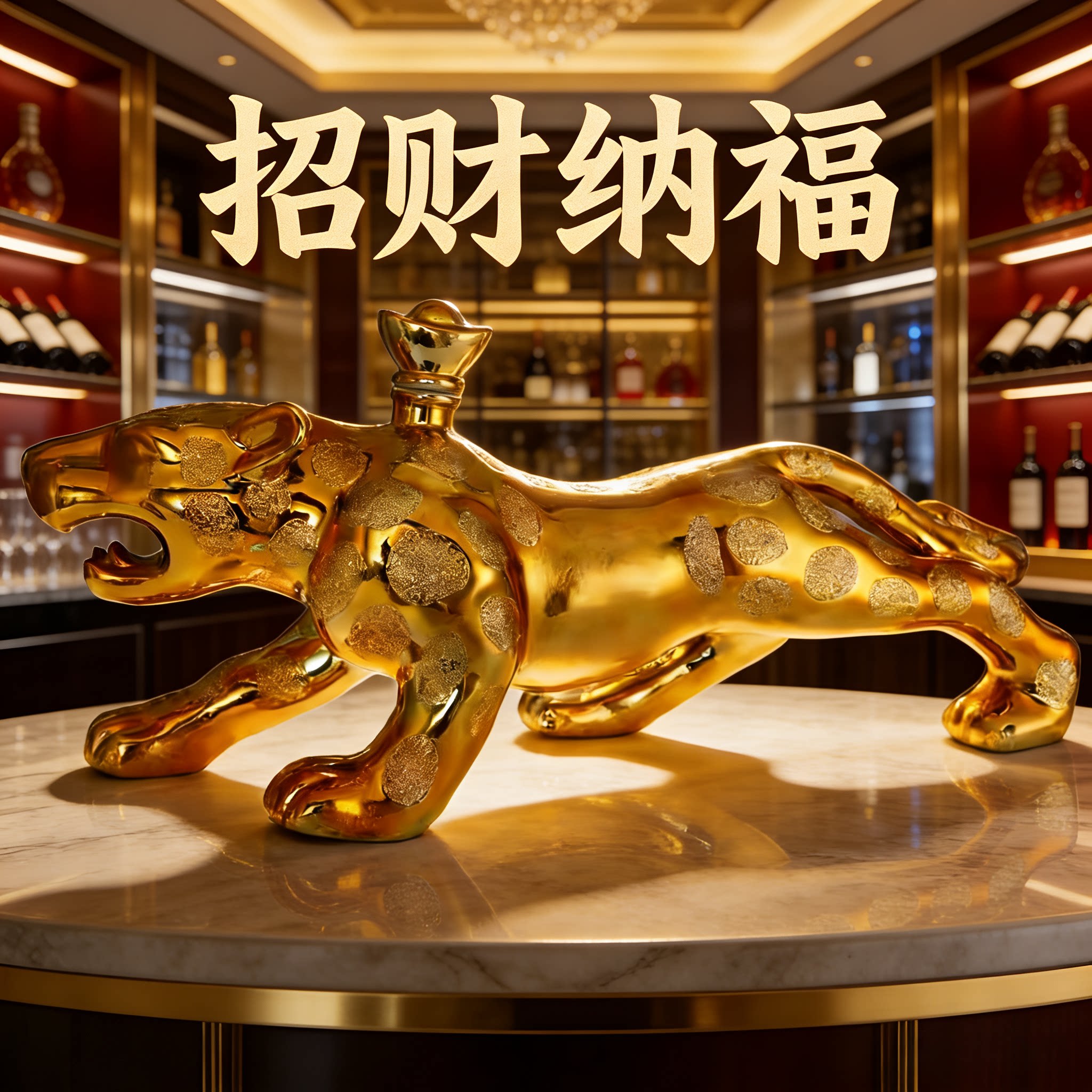 金钱豹 招财摆件 聚财 1500ML洋酒白兰地