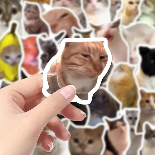 110张猫meme合集贴纸网红表情包涂鸦贴箱笔记本电脑ipad手机贴纸