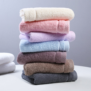 销售纯棉成人家用洗脸毛巾长绒棉素色礼品刺绣logo吸水性强