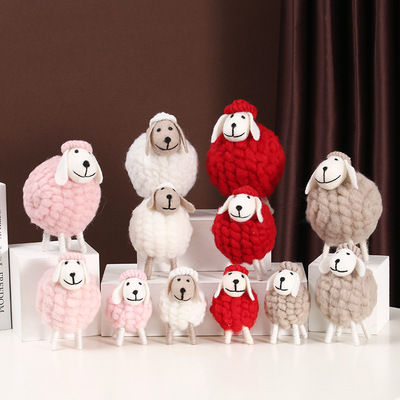创意毛绒羊可爱羊毛绒绵羊公仔圣诞节外贸玩偶客厅电视柜摆件礼品