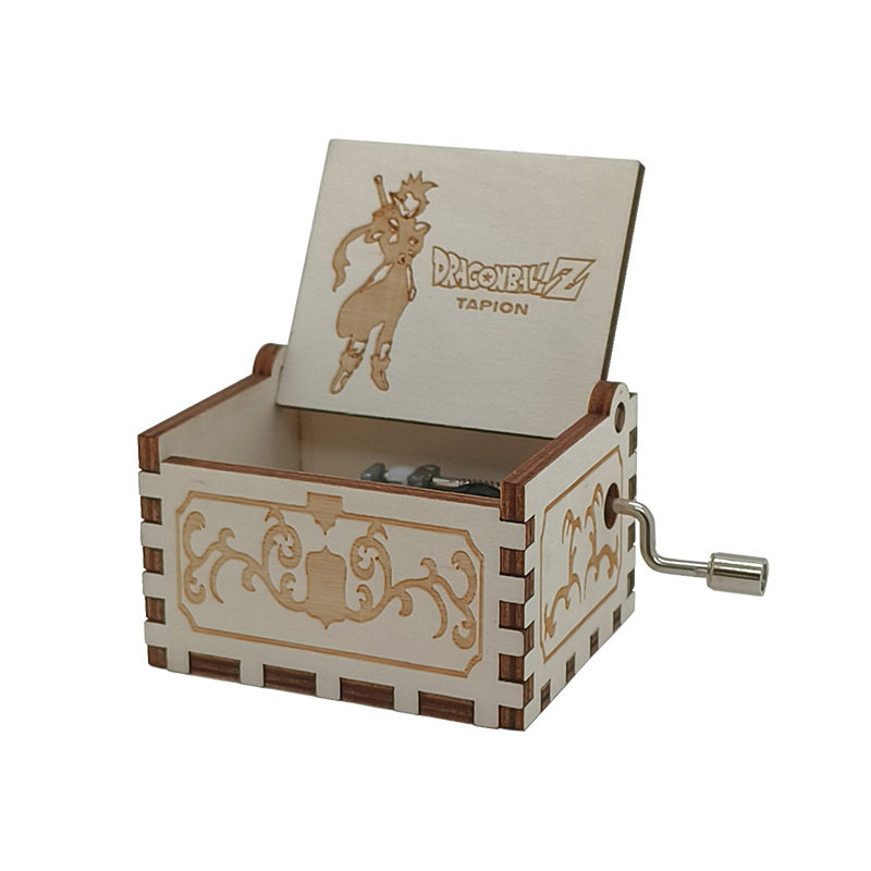 木制手摇八音盒七龙珠雕刻音乐盒木质工艺品摆件礼物精美送礼