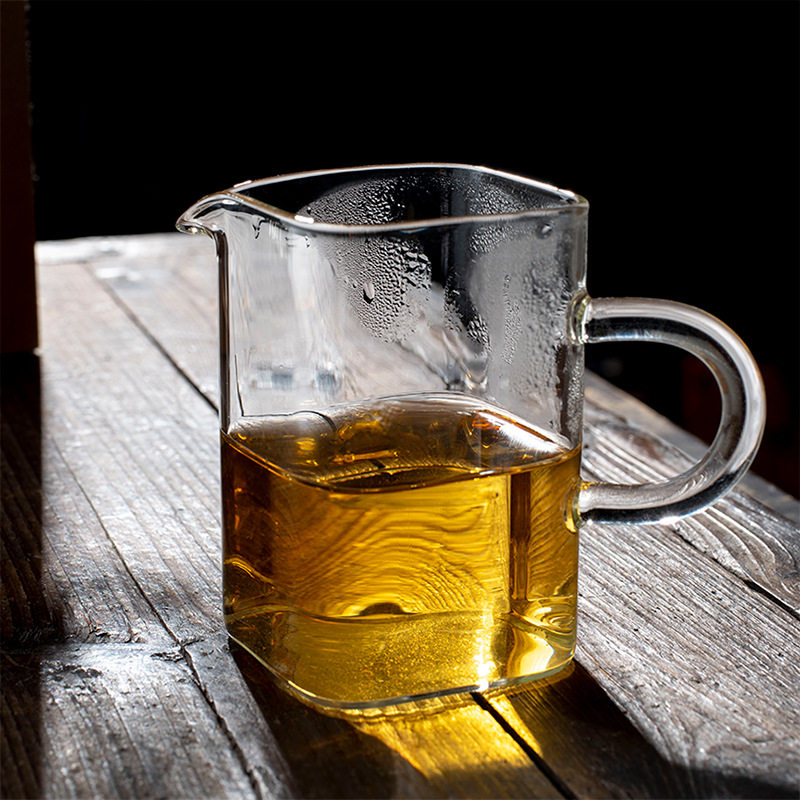 四方匀杯日式透明玻璃公道杯带手柄茶海功夫茶茶具分茶器