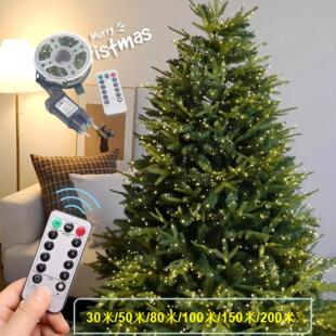 绿线铜丝灯星星灯遥控圣诞树灯串满天星绿植圣诞藤条花环装饰