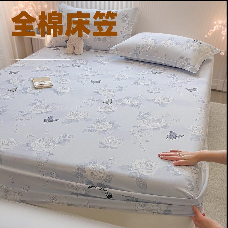 新品100%纯棉床笠席梦思保护套单件学生宿舍床垫套子全棉床罩