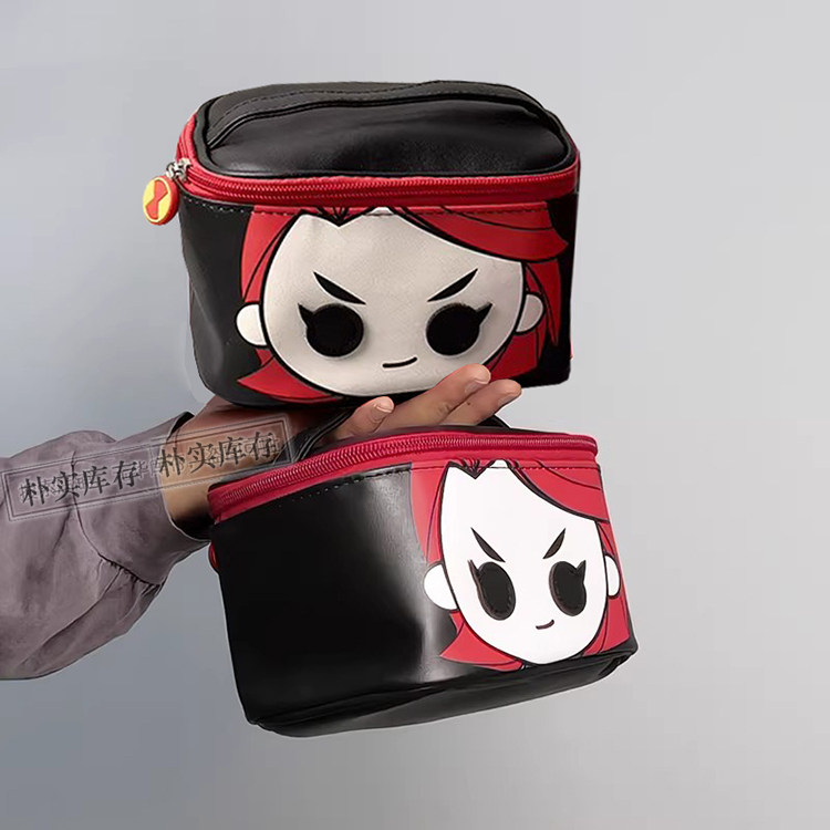 （精致小物件--防水PU皮）时尚卡通黑寡妇收纳包旅行洗涮包化妆包