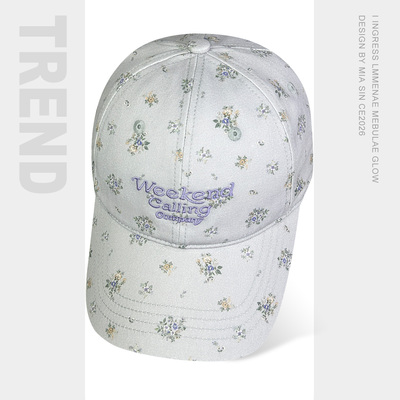 韩国小清新碎花刺绣字母棒球帽女