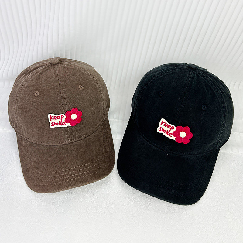 韩国小清新花朵字母纯棉棒球帽潮