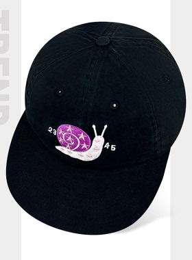 韩国潮牌aeae刺绣小蜗牛鸭舌帽女街头宽檐滑板嘻哈帽大头围棒球帽