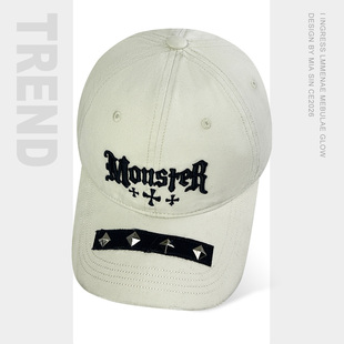 美式 铆钉棒球帽男女街头嘻哈软顶大头围鸭舌帽潮 重工刺绣字母个性