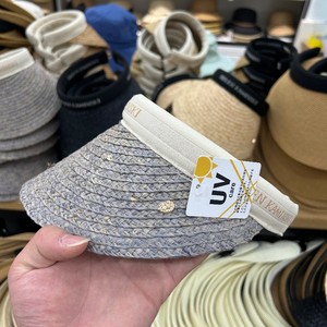 夏季拉菲草防晒空顶帽女沙滩出游草帽大檐遮阳帽防紫外线太阳帽子