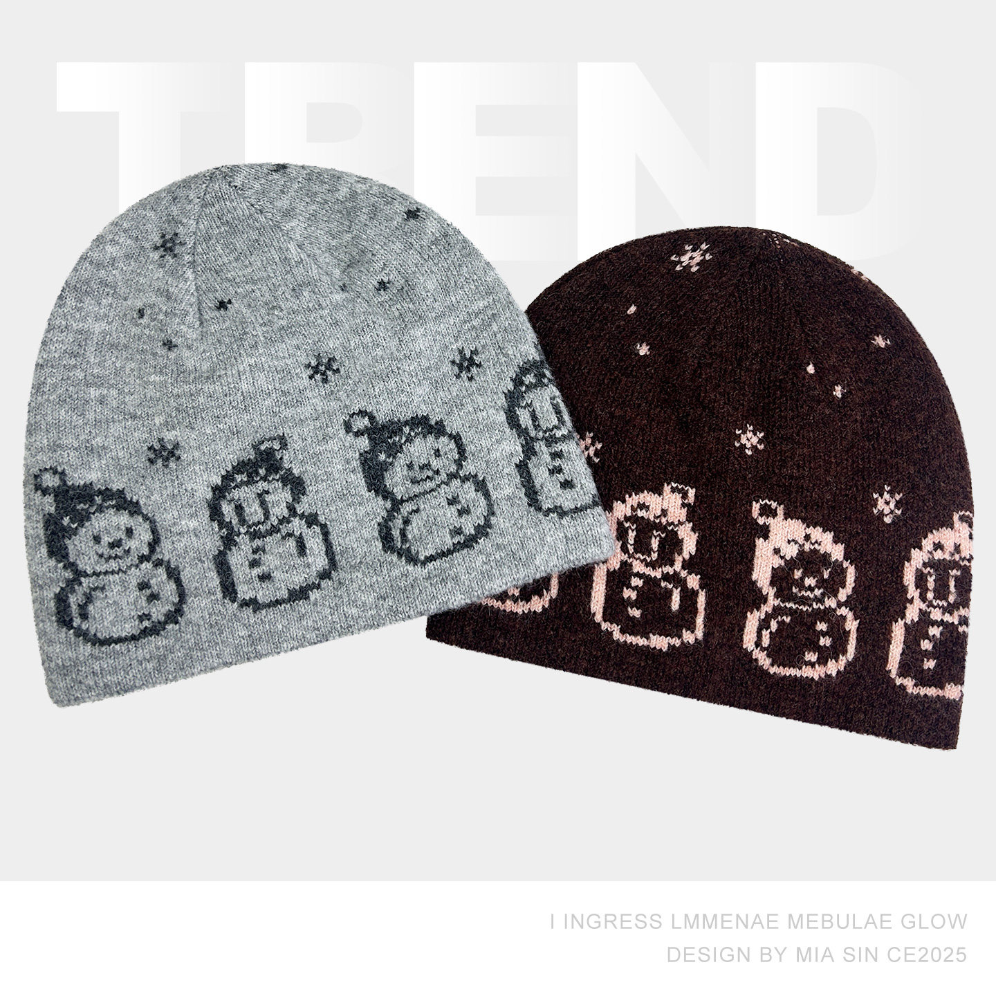 韩国提花可爱雪人保暖针织帽子女