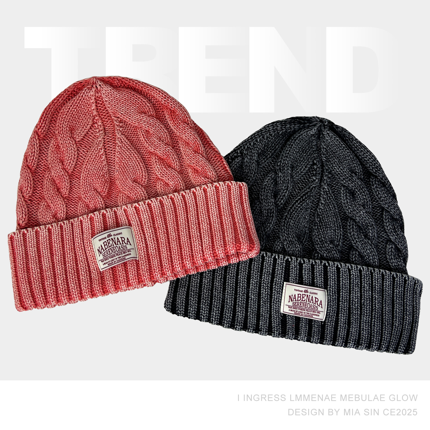 韩国简约布贴粗麻花保暖毛线帽女秋冬百搭套头针织帽显脸小冷帽男