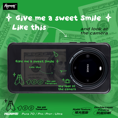 PAPERWORKS原创隐藏DOLLAR图案哑光双层印刷黑色半透明磨砂质感适用于华为60Mate70Pro+Ultra系列全包手机壳