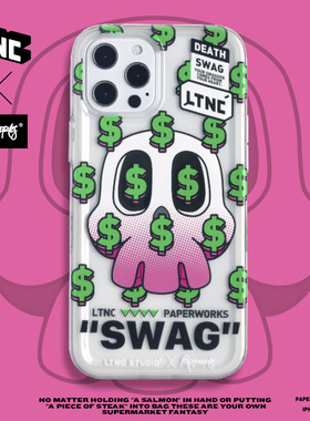 【清仓优惠】PAPERWORKS LTNC联乘款SWAG骷髅图案适用苹果iPhone12ProMax手机壳