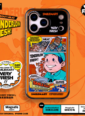 PAPERWORKS原创超市新鲜里脊肉美式漫画款磁吸充电MagSafe半透明适用于苹果iPhone17ProMax手机壳