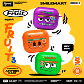 PAPERWORKS原创水果卡通图案荧光橙色绿色紫色透明耳机套耳机壳适用于苹果耳机第二三四代AirPods4代Pro32代